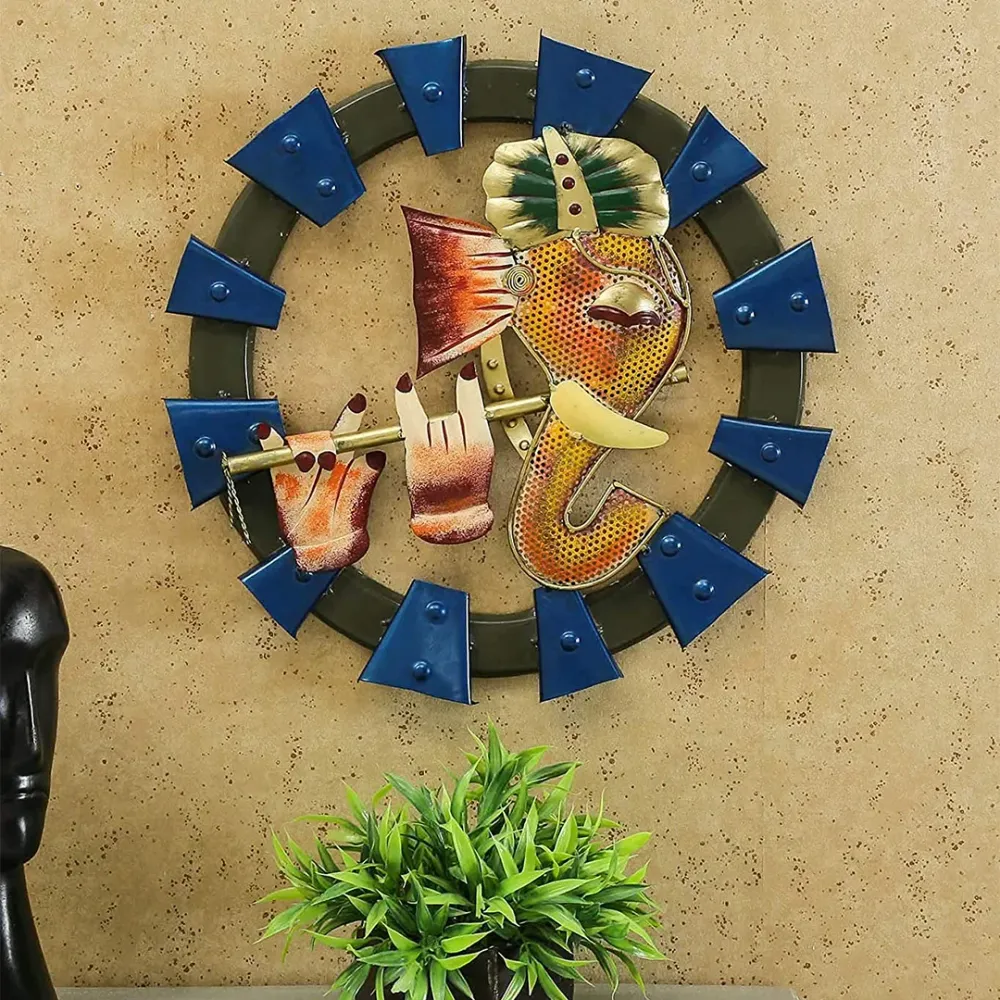 Colorful Ganesh Panel Metal Wall Decor
