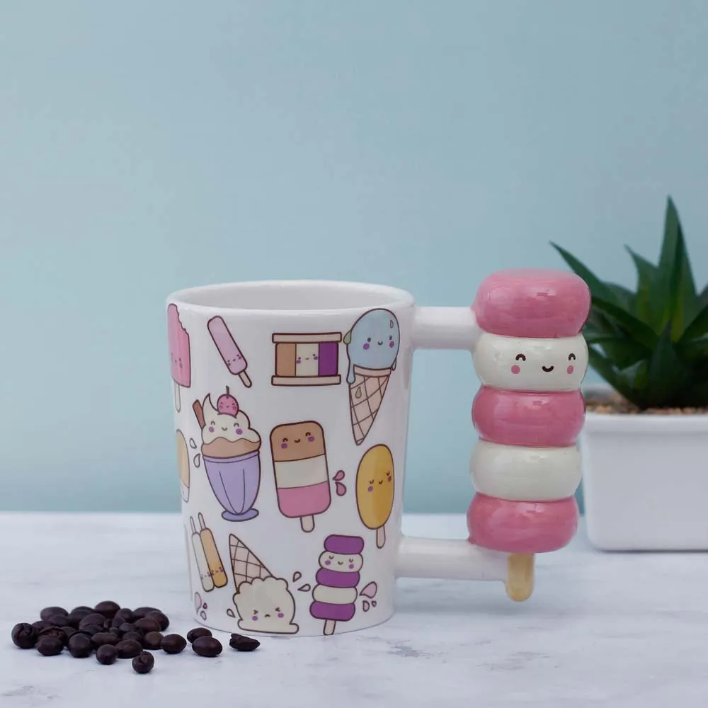 Colorful Happy Ice-cream Cone Handle Mug