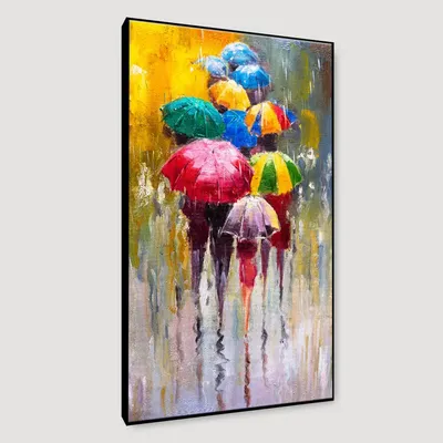 Colorful Rainy Season  /  Beautiful Design Canvas Printed Painting Stretched on Wood Bars 61 x 41cm