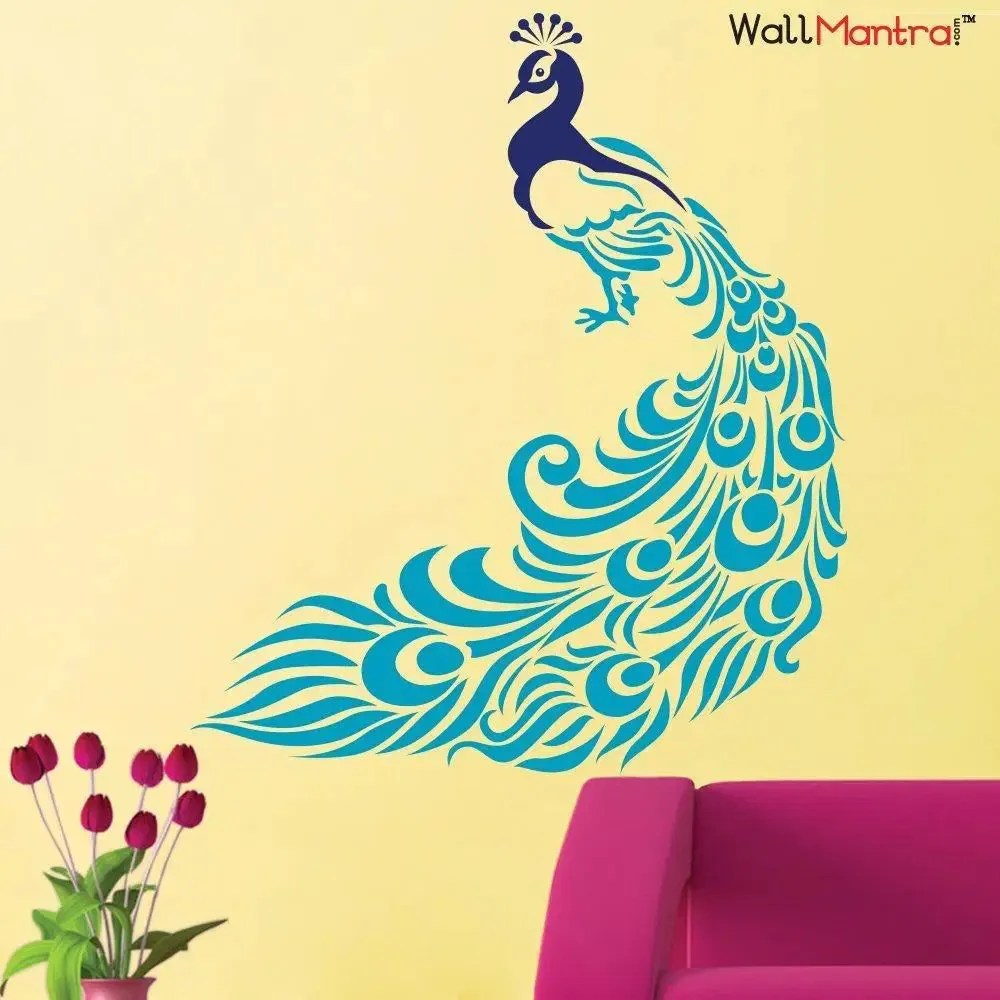 Colorful Sitting Peacock Wall Decal Wall Sticker 24x28 in