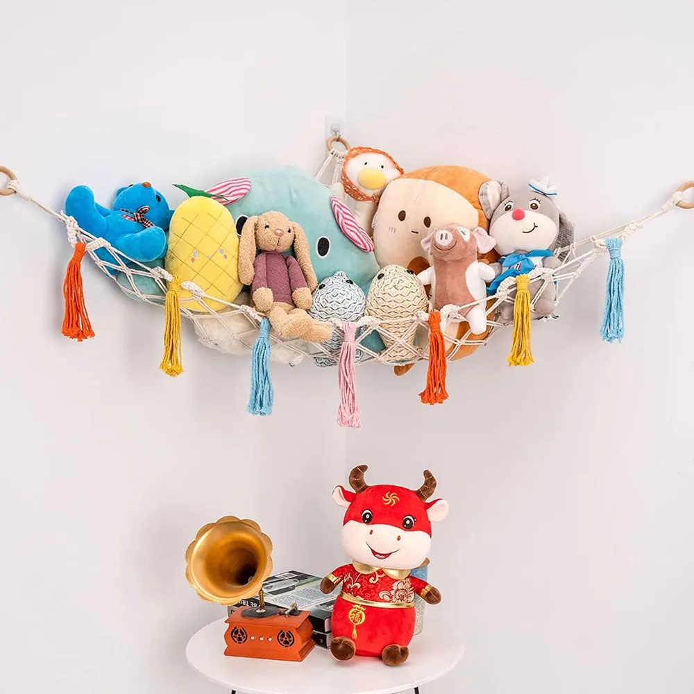Colorful Tassel Off-white Macrame Soft Toy Hammock for Kids Room