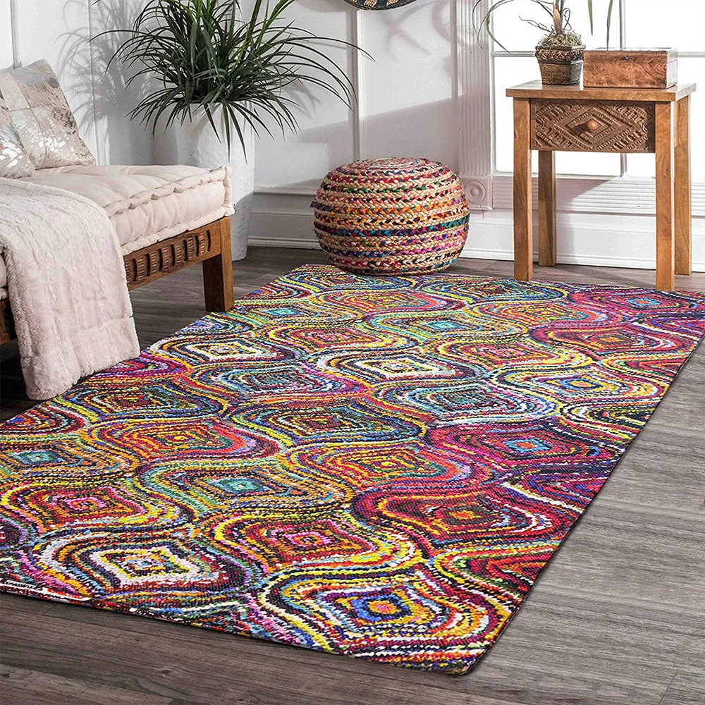 Colorful Waves Traditional Digital Printed Polyester Rug