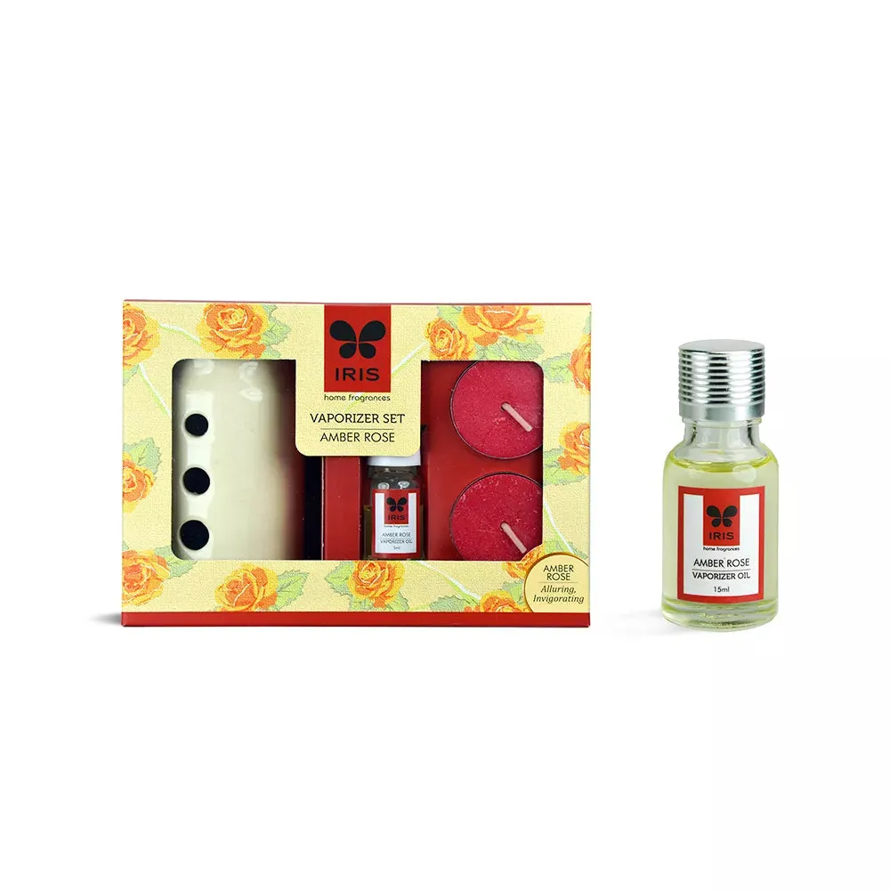 Combo Of 15 ml Amber Rose Vaporizer oil  with Set of Two Tea Light Candles & Oil (Amber Rose/ Lavender / Lemon Grass / Apple Cinnamon)