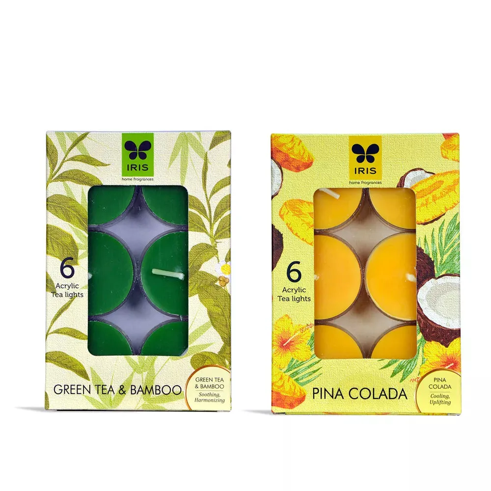 Combo Of Green Tea & Bamboo Tea Lights With Pina Colada Tea Lights