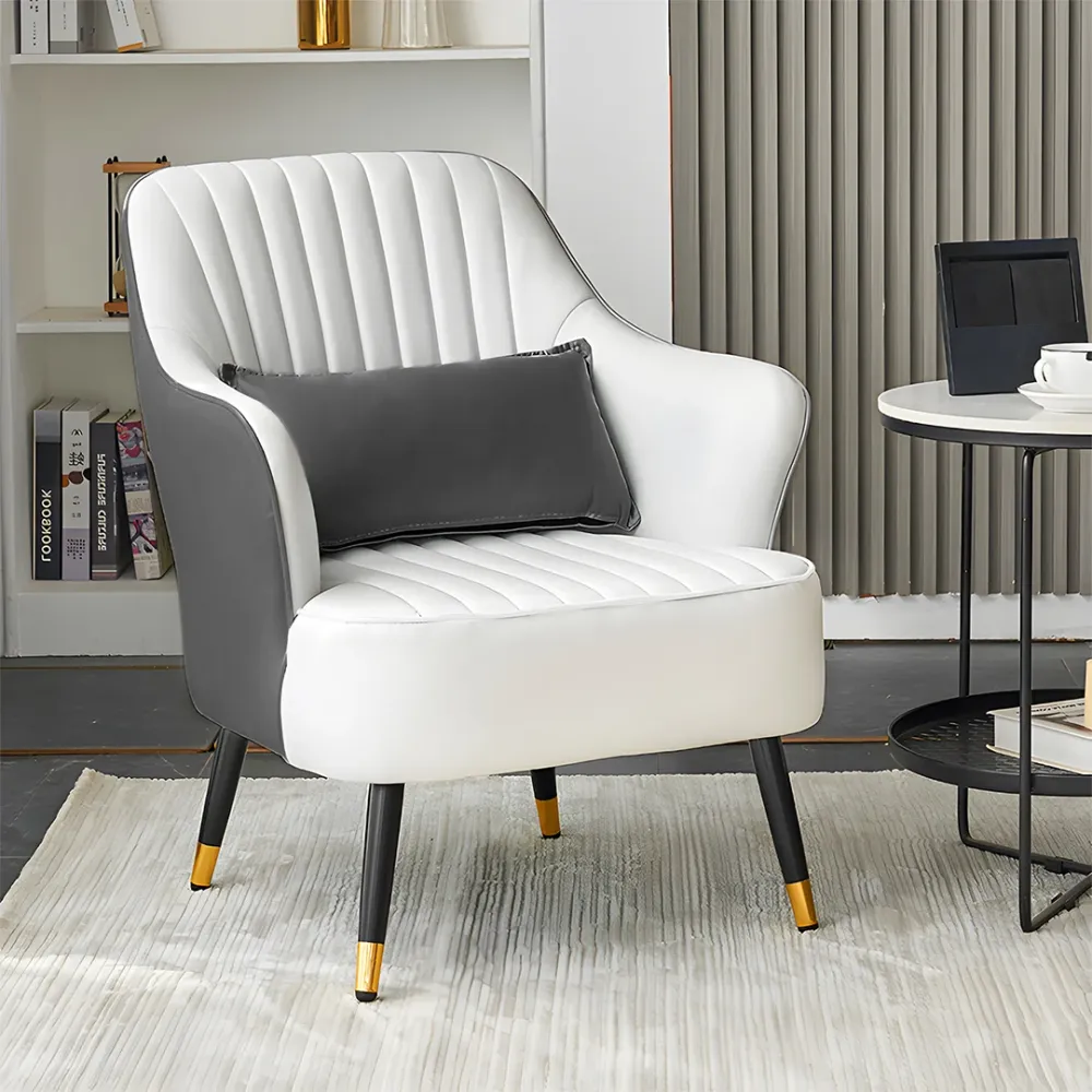 Contemporary Grey White Accent Armchair Single WallMantra