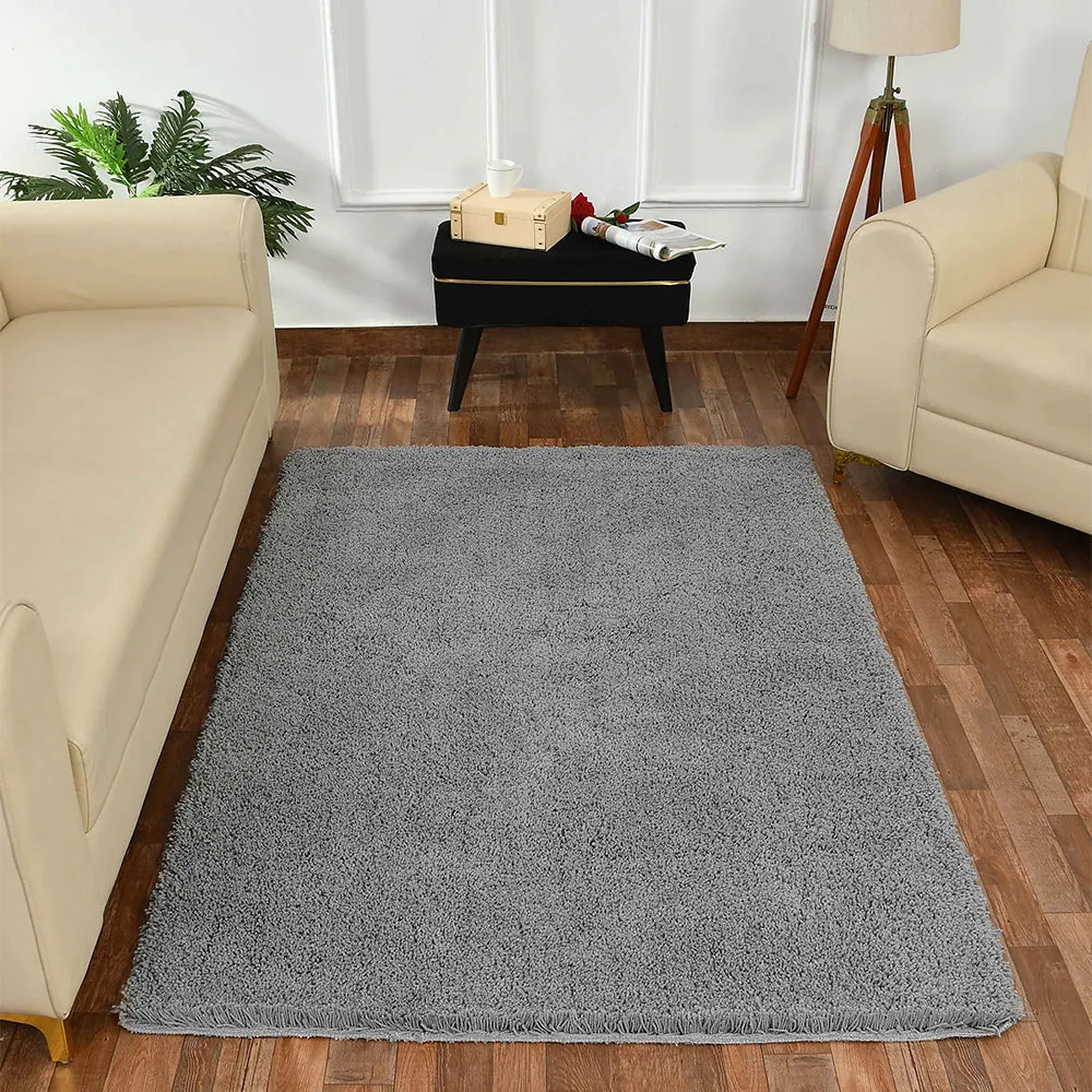 Contemporary Light Grey Solid Soft Feel Anti-Skid 100% Cotton Tufted Carpet