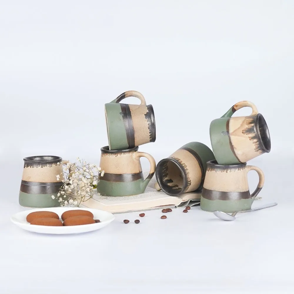 Contrast Layered Ceramic Mugs Set of 6