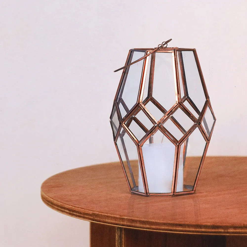 Copper Handmade Glass Bowl Lantern