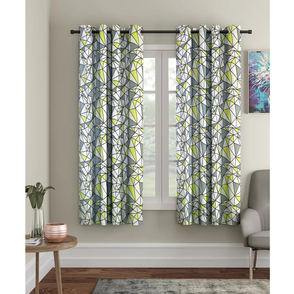 Cortina Geometric Yellow & Grey Sheer Window Net Curtain Pack Of 2