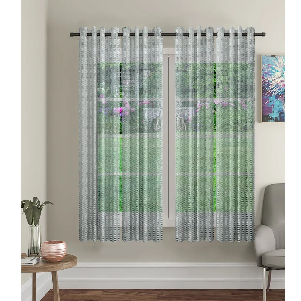 Cortina Grey Designer Sheer Window Net Curtain Pack Of 4