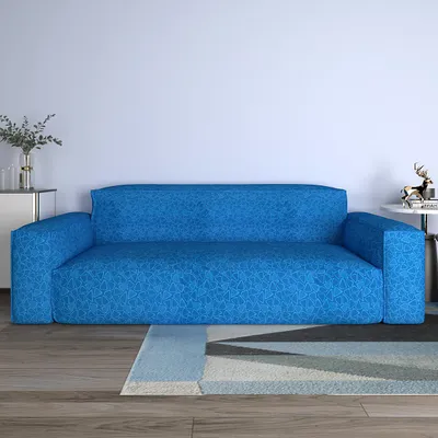 Cortina Spandex Stretchable Printed Blue Sofa Slip cover