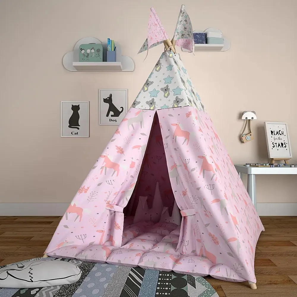 Creative Canvas Teepee Multicolour Kids Tent House (Pink Colour)