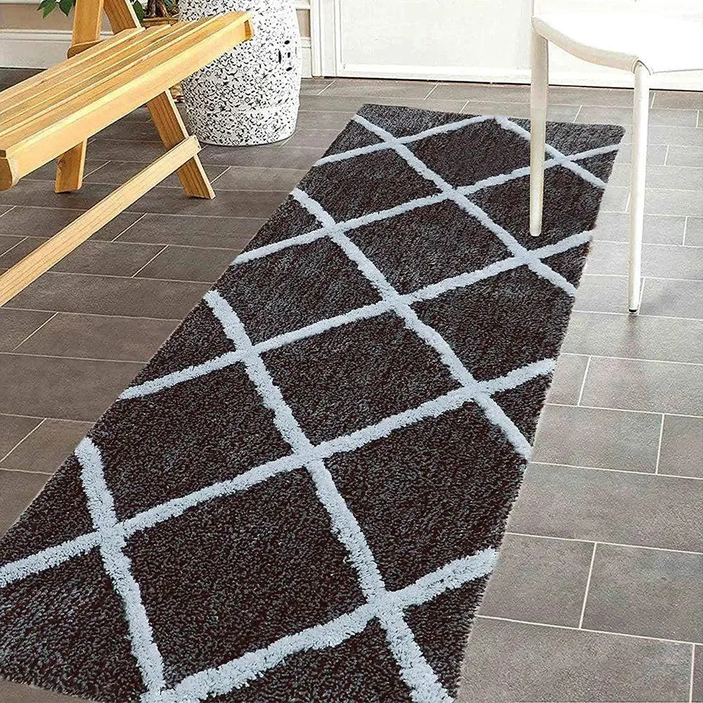 Criss Cross Designer Brown Soft Floor Runner