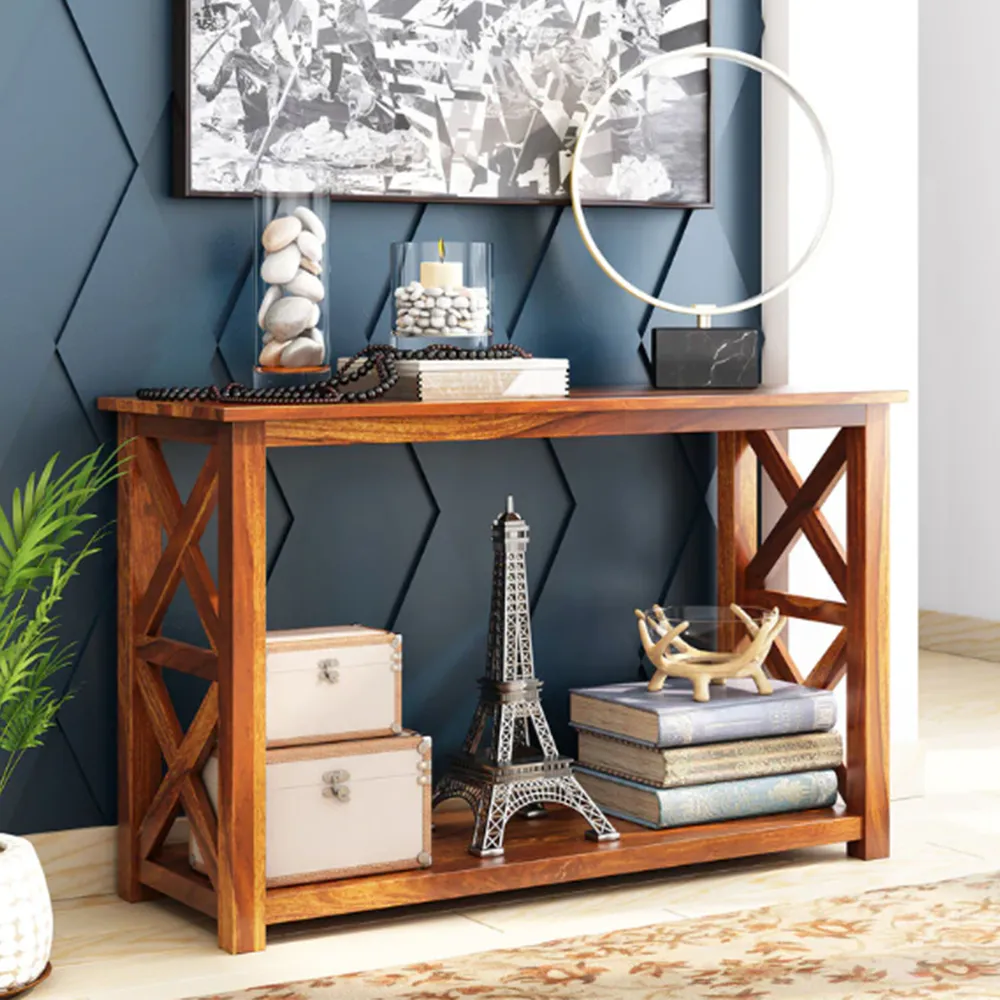 Criss Cross Side Designer Sheesham Wood Console Table