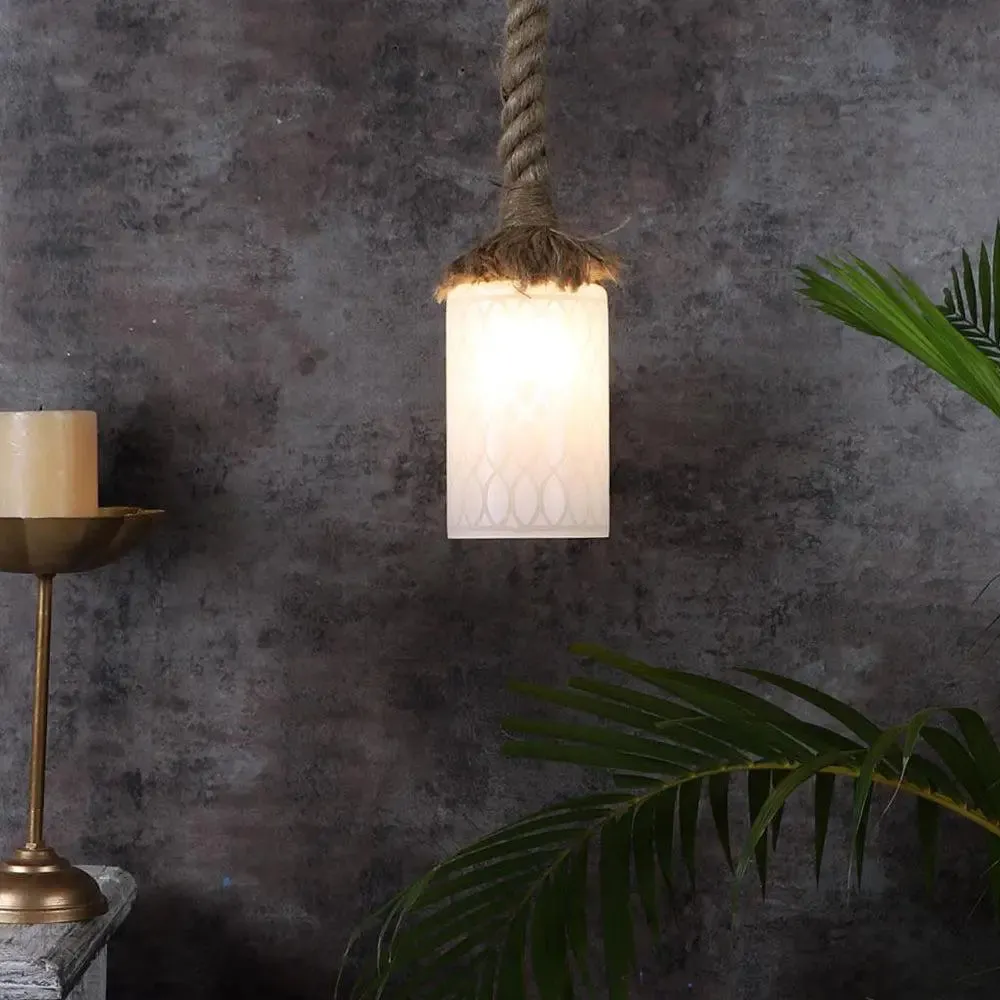 Cylindrical Warm Rope Hanging Light