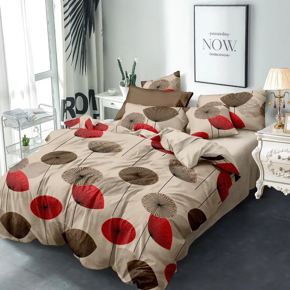 Dandelion Print Double Bedsheet With 2 Pillow Covers  (Multicolor)