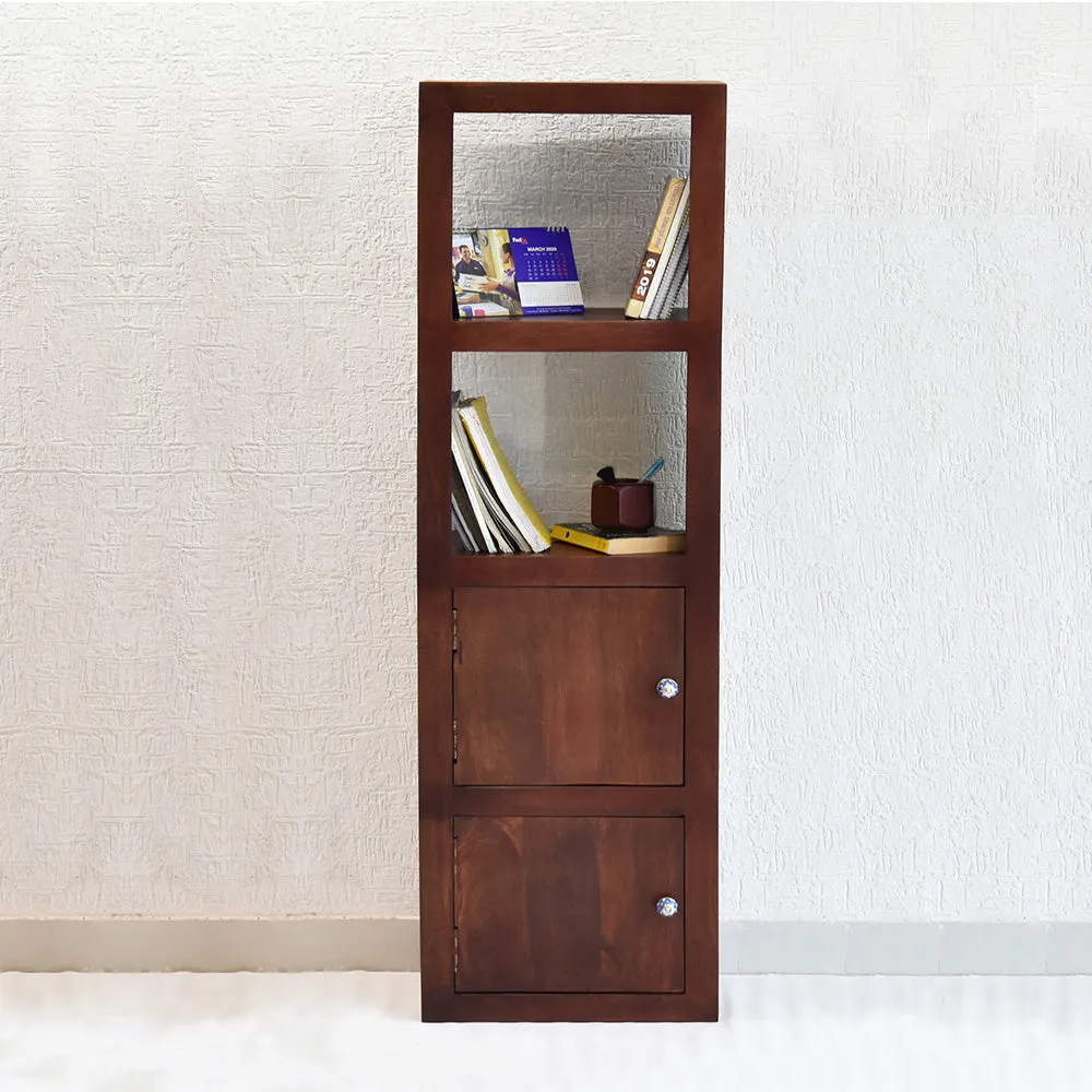 Dark Red Mahagony Wood Multipurpose Floor Bookshelf