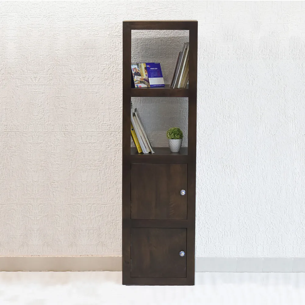 Dark Walnut Wood Multipurpose Floor Bookshelf