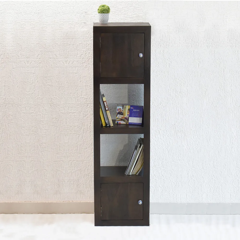 Dark Walnut Wood Multipurpose Partially Closed Floor Bookshelf