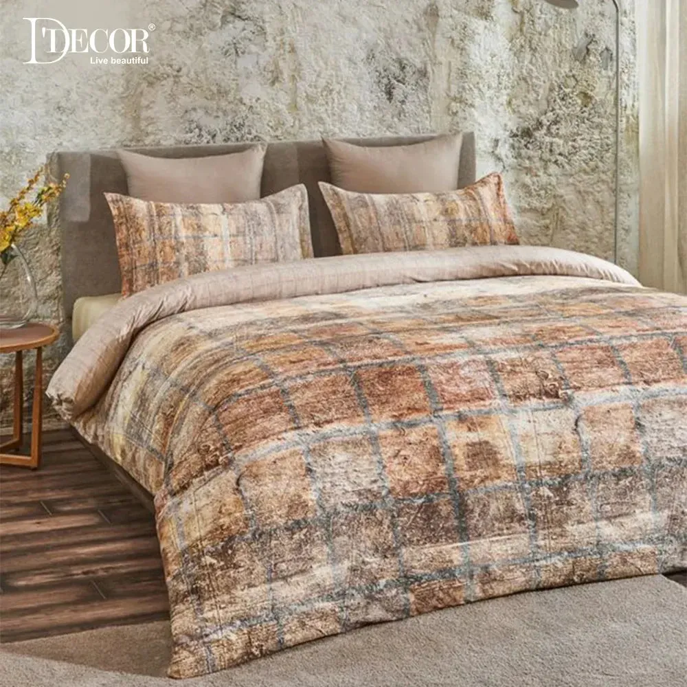 D'Decor Grey Mist Icons Collection 100% Cotton Double Bedsheet With 4 Pillow Covers