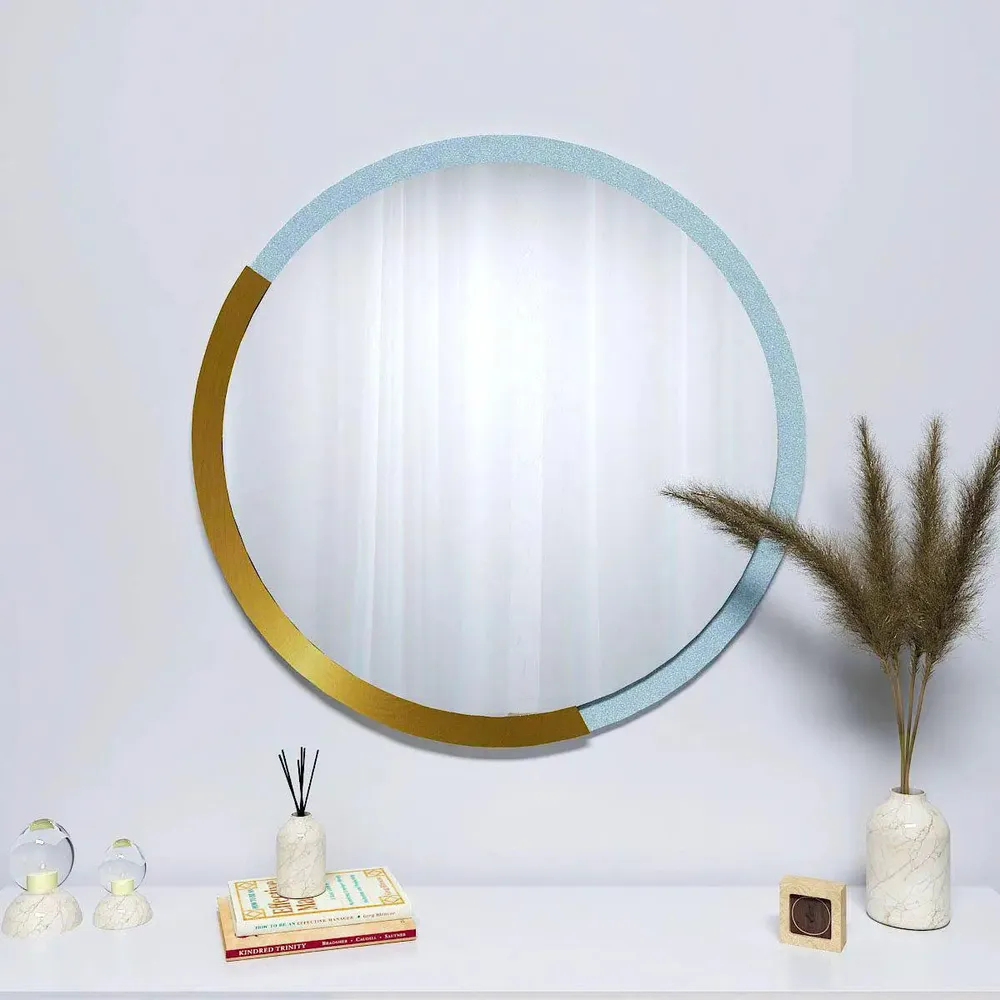 Decorative Designer Round Shape Wooden Wall Mirror
