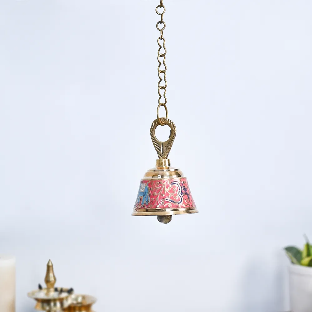 Decorative Rusty Colorful Brass Hanging Bell For Home Temple