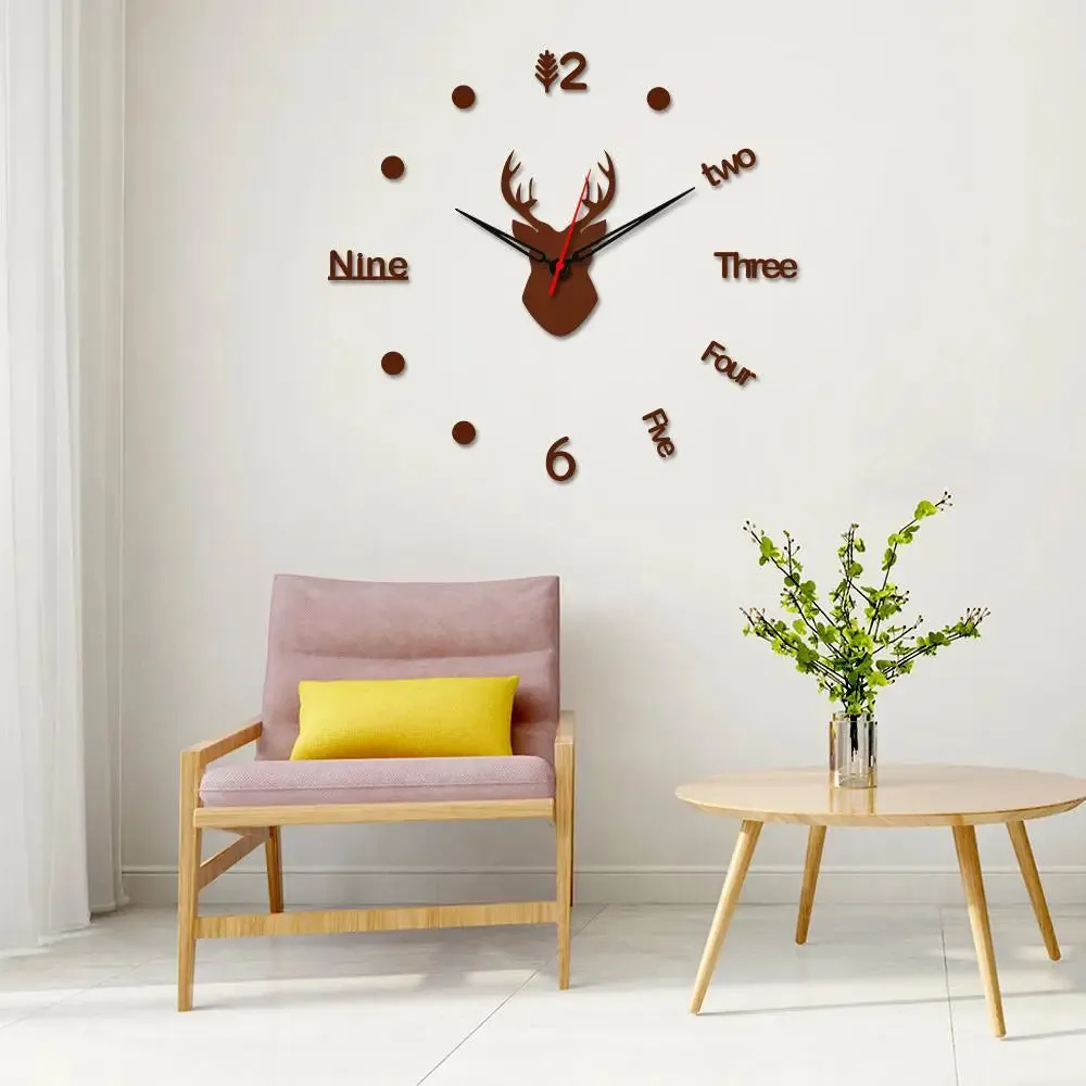 Deer Face Designer Big Size 3D Infinity Wall Clock (Size: 24 inch X 24 inch)