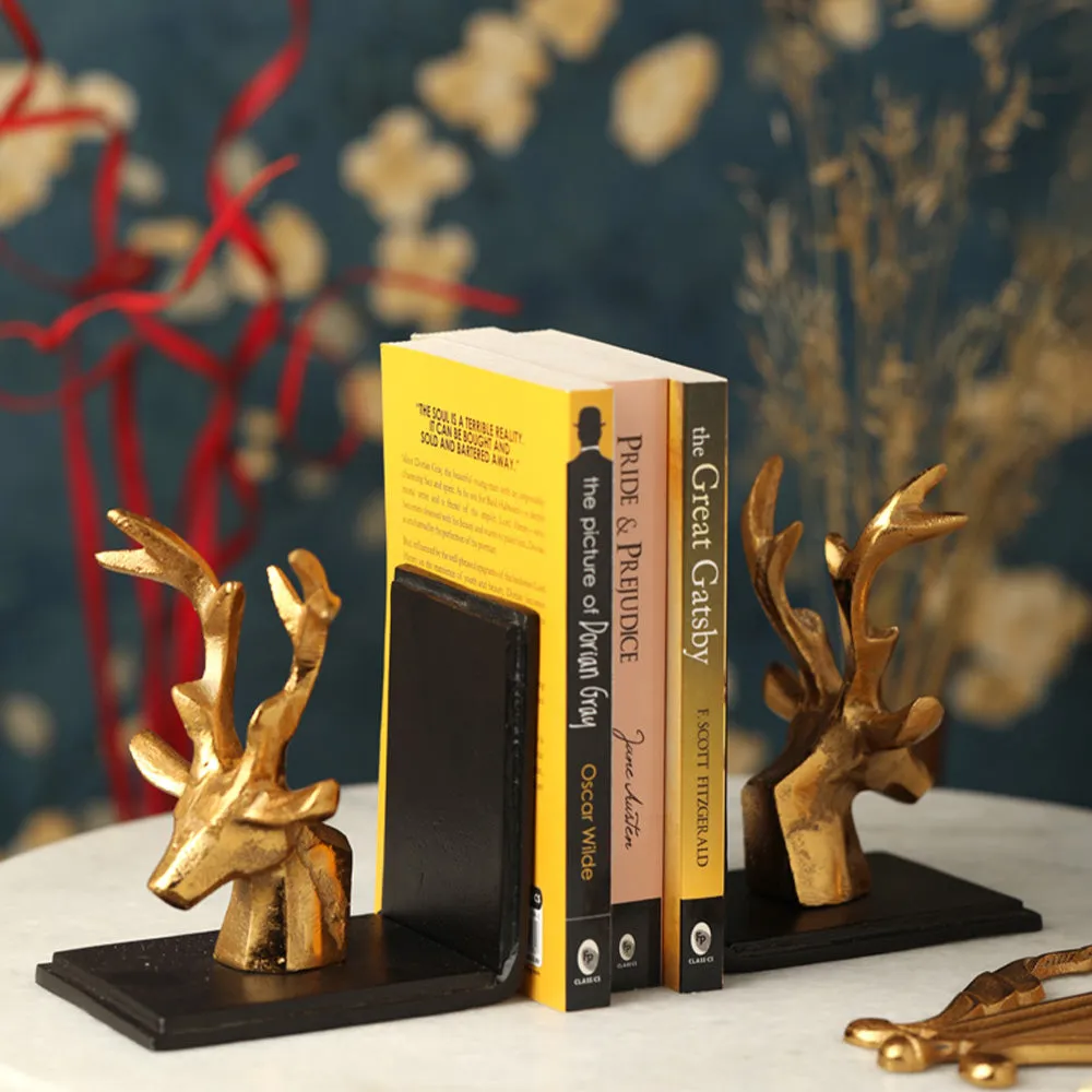 Deer's Decorative Bookend in Black Finish