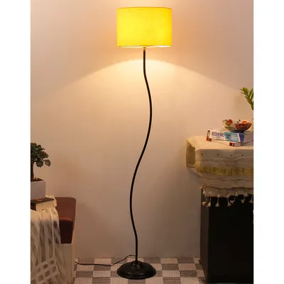 Designer Wavy Floor Lamp With Drum Shape Cotton Shade
