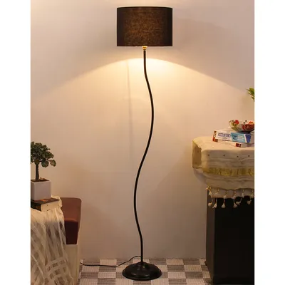 Deigner Wavy Floor Lamp With Drum Shape Cotton Shade
