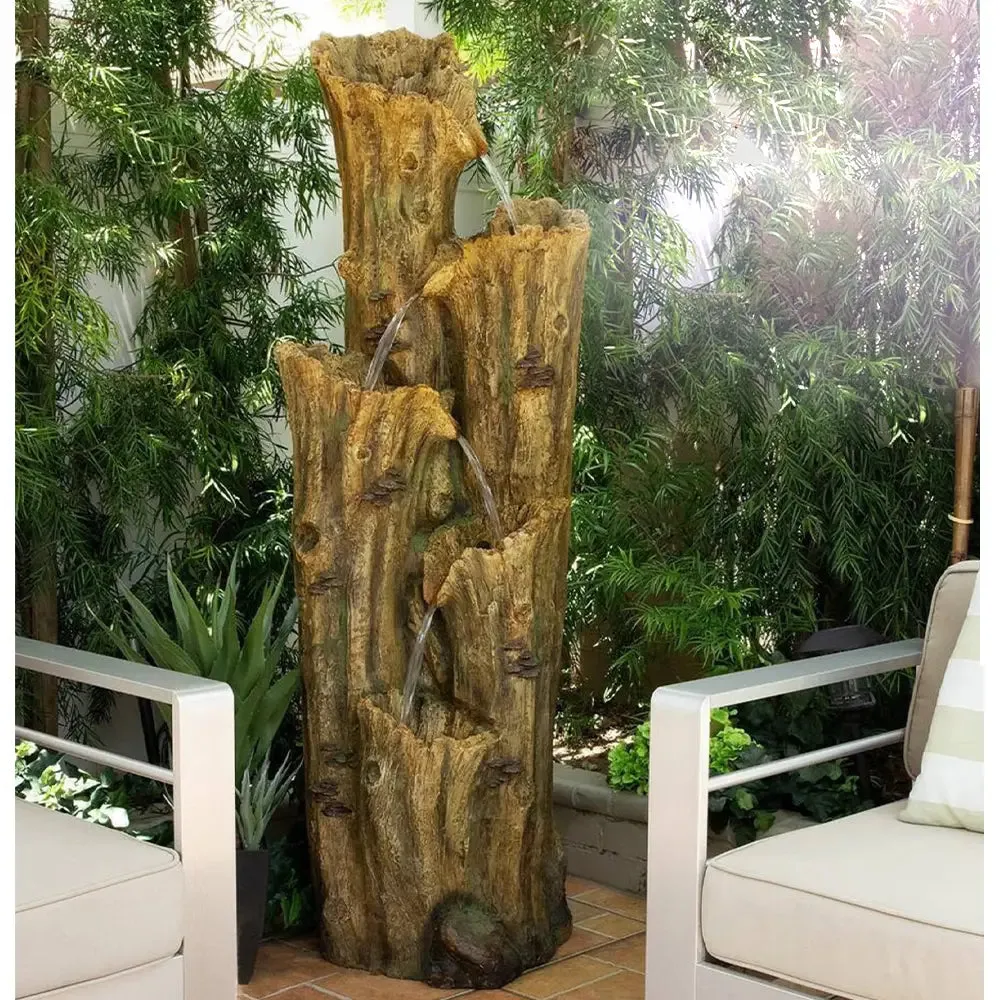 Designer Cascade Fiberglass & Resin Olive Yellow Indoor Water Fountain