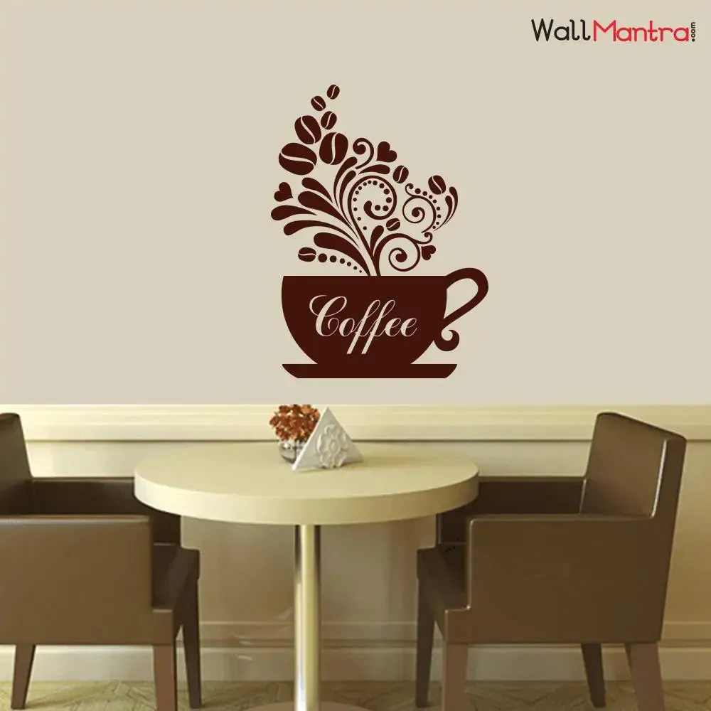 Designer Coffee Cup Wall Sticker Decal