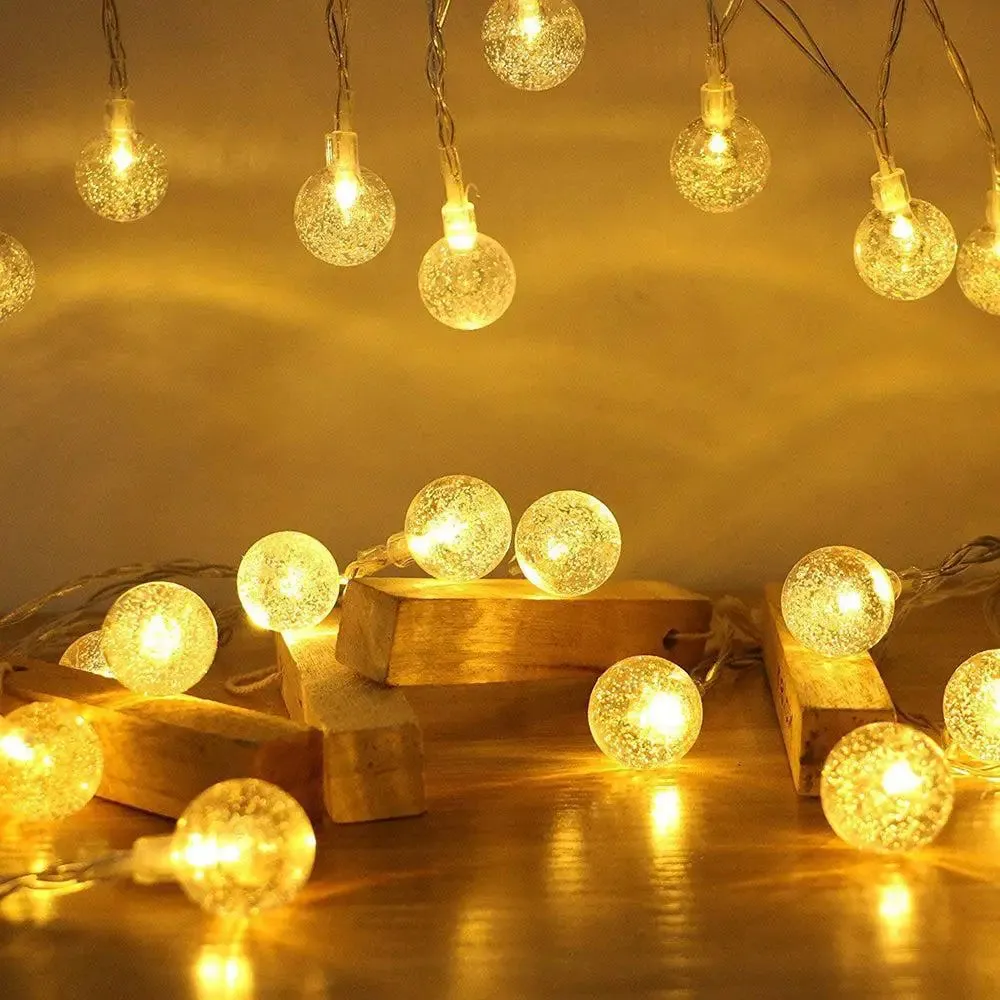 Designer Crystal Ball String LED Lights - 14 Yellow LED