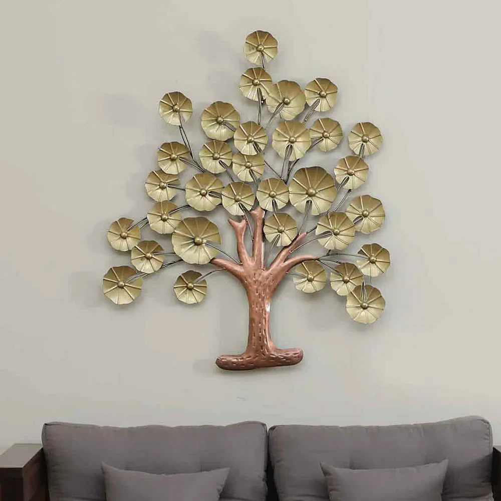 Designer Golden Tree Metal Wall Art