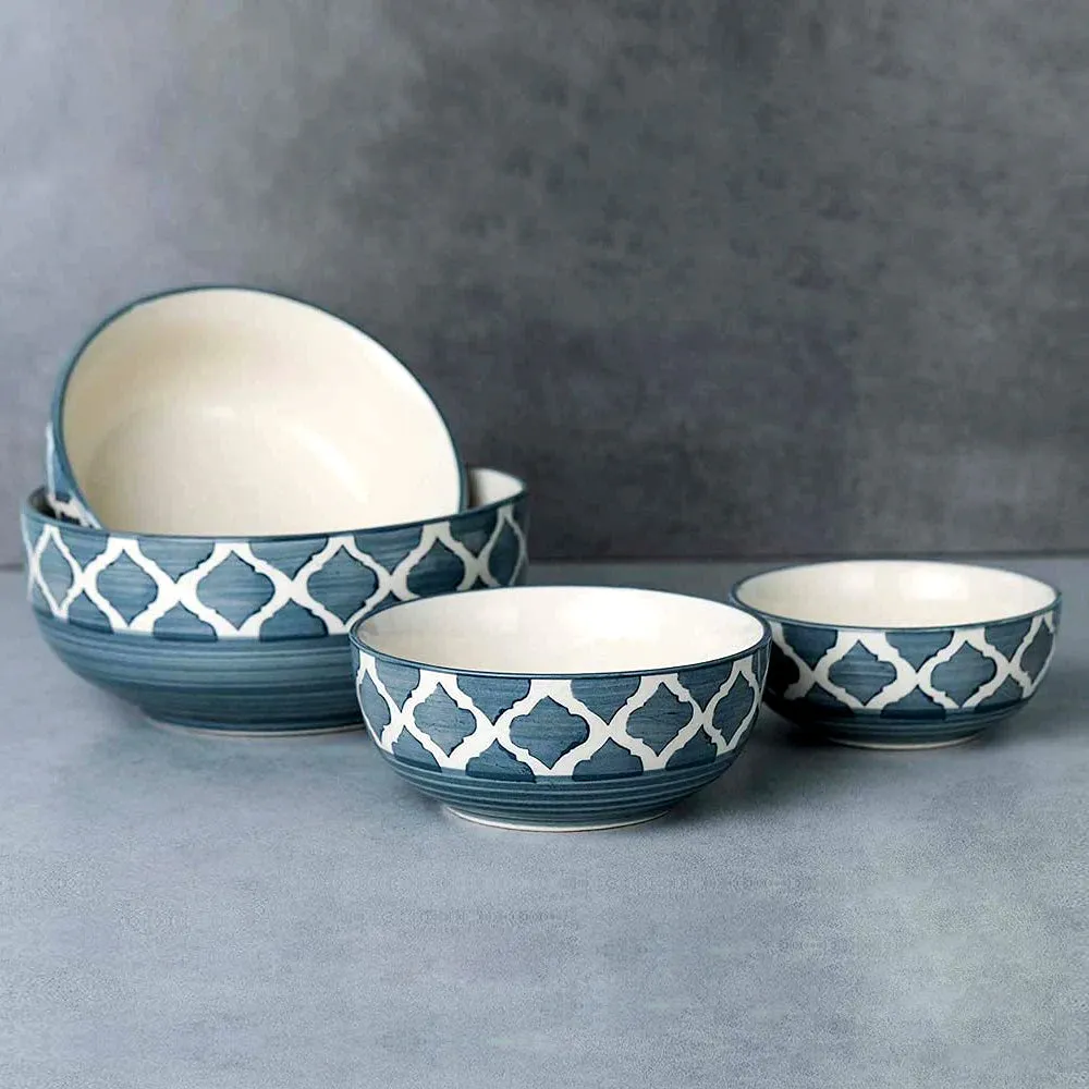 Designer Grey Ceramic Bowls Set Of 4