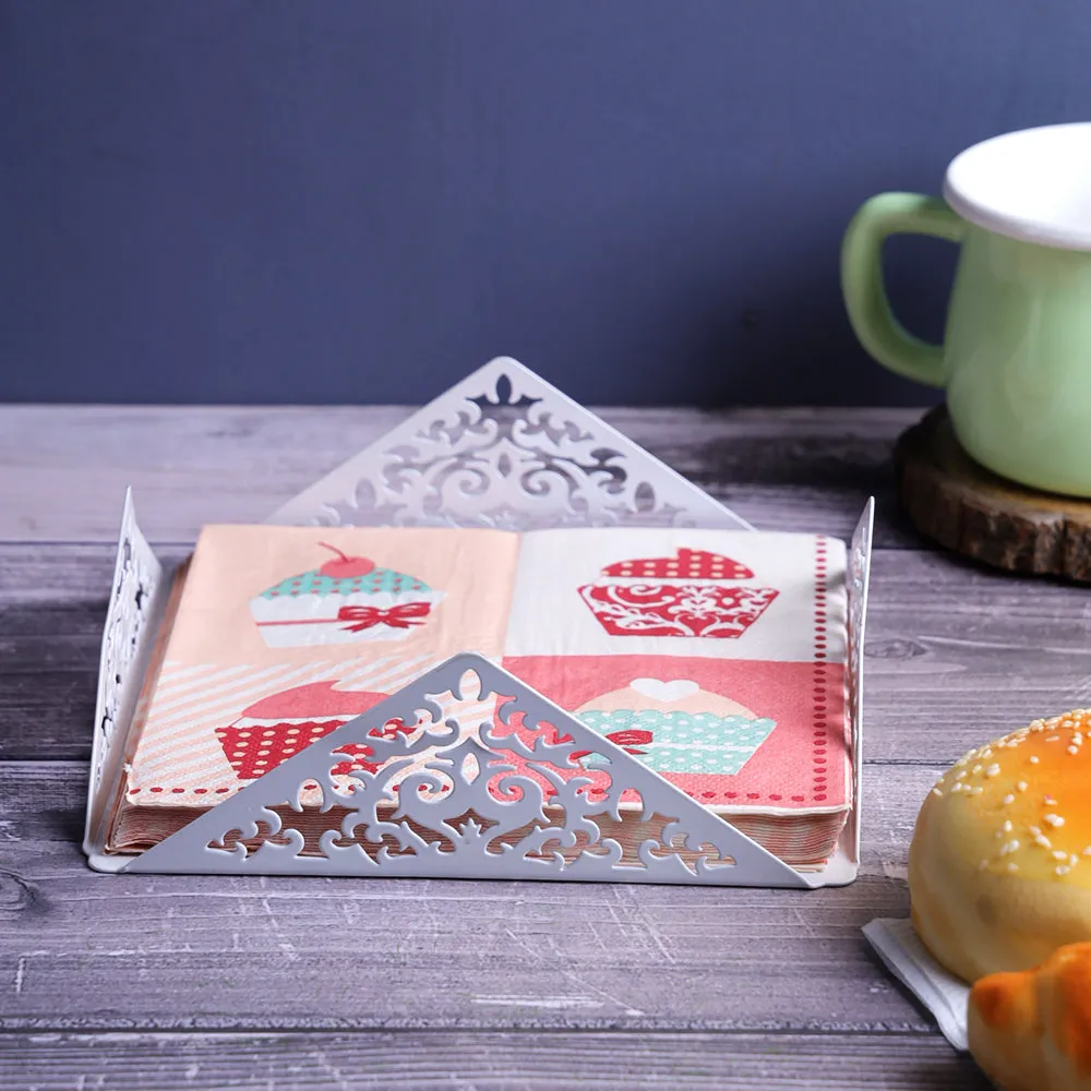 Designer Triangular Open White Napkin Holder