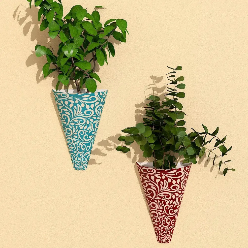 Designer Wall Vases With Motif Print