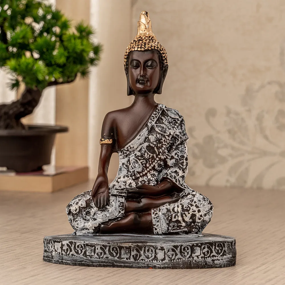 Detailed Black & White Decorative Buddha Showpiece