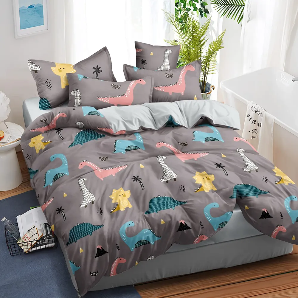 Dino World Designer Printed Comforter (Grey)