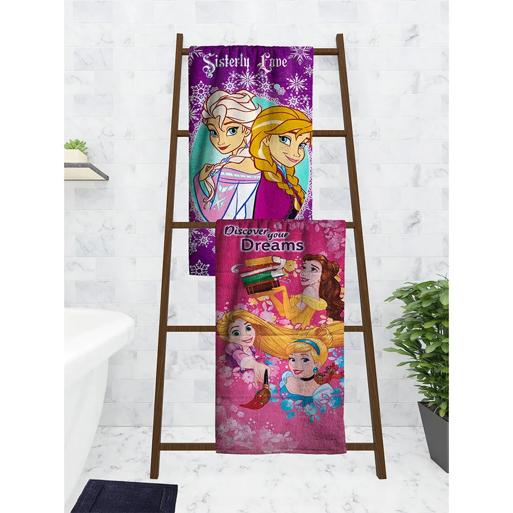 Disney Frozen Sisterly Love & Princess Kids Cotton Bath Towels Set Of 2