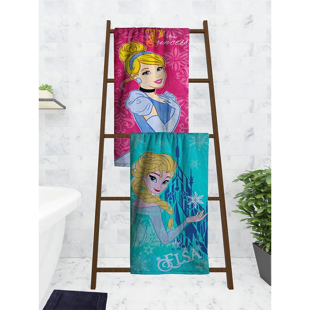 Disney Princess & Frozen Elsa Kids Cotton Bath Towels Set Of 2
