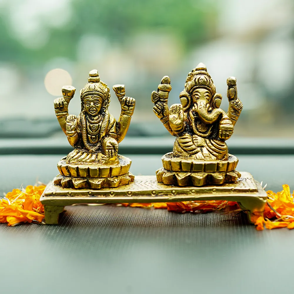 Divine Lakshmi Maa Brass Finish Handmade Idol Set Of 1