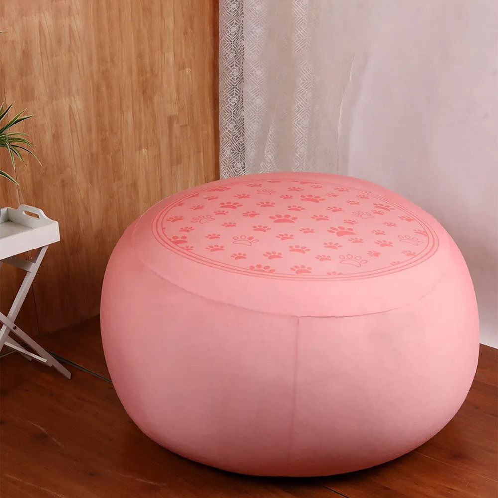 Dog Paw Cute Patterned Pink Bean Bag (Beans Not Included)