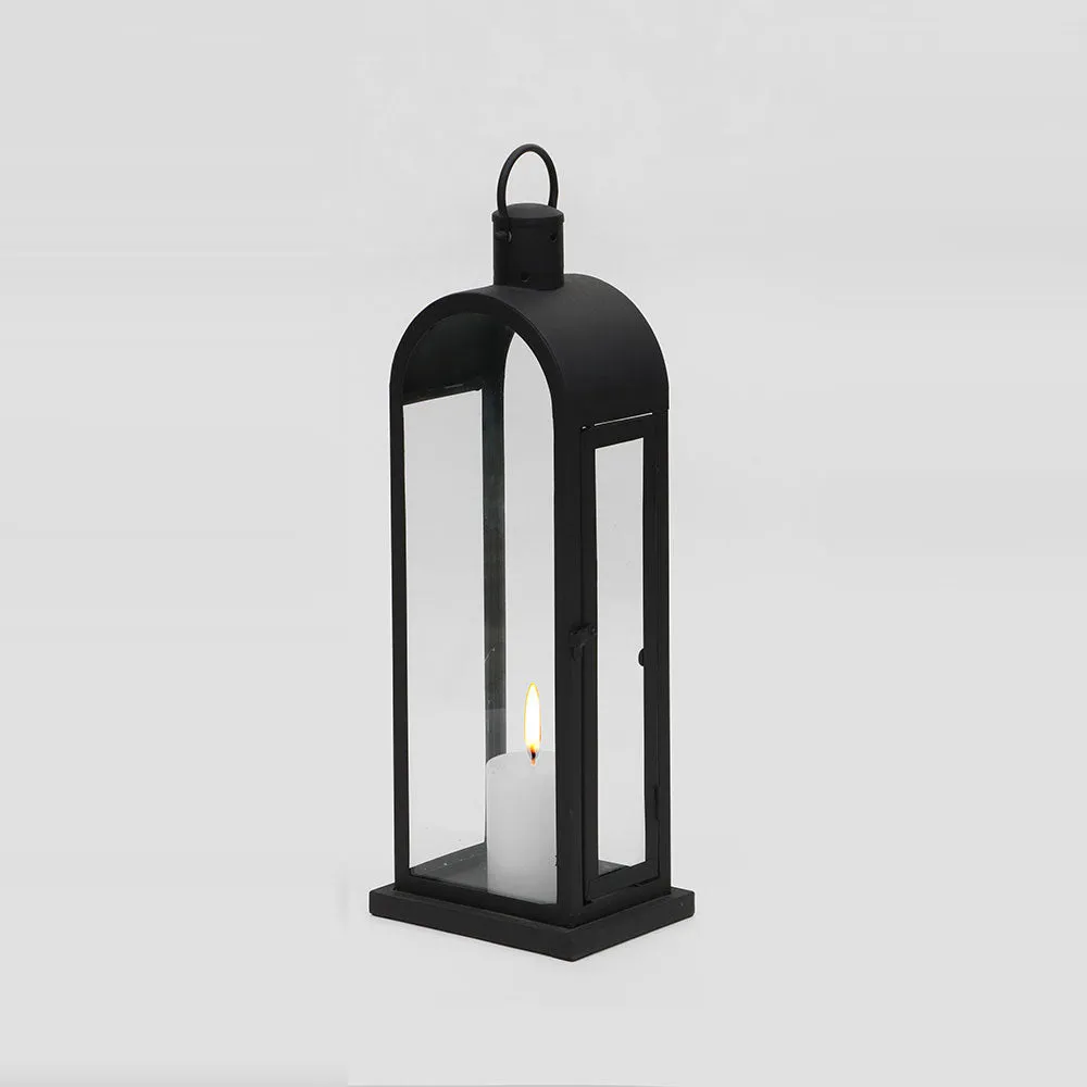 Dome Shaped Textured Black Candle Lantern