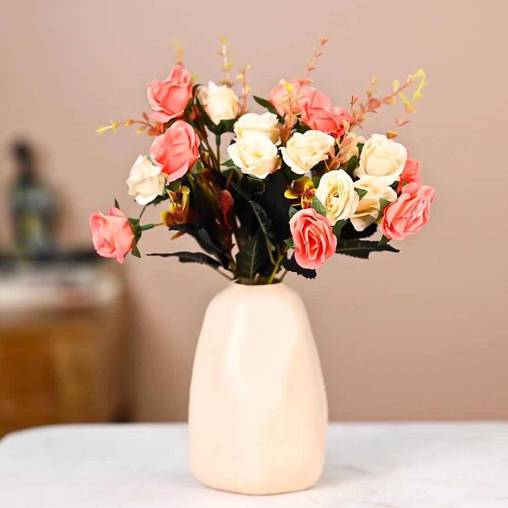 Dreamy Orange & Cream Rose Bunch Set Of 2