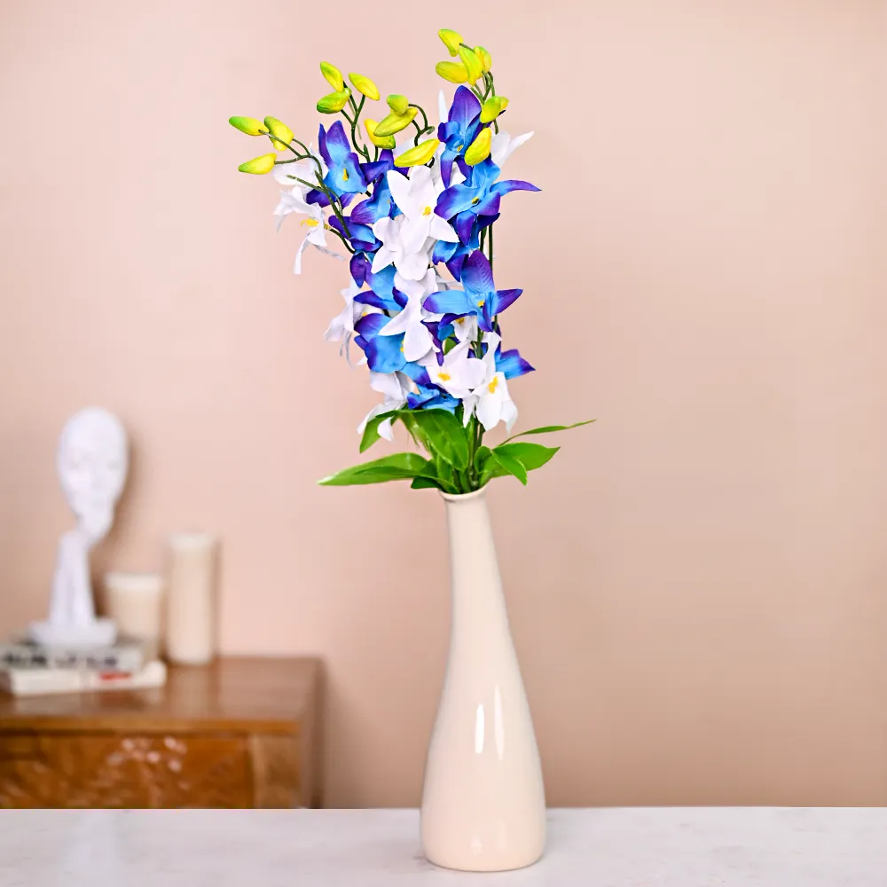 Dreamy White & Blue Artificial Orchid Bunch Combo