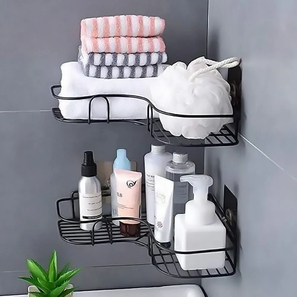 Durable Metal Bathroom Corner Wall Shelf