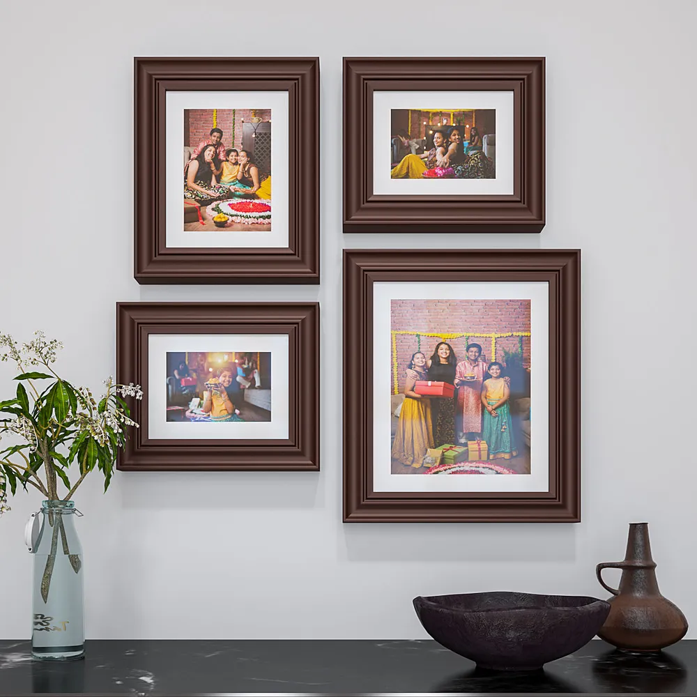 Easy Swappable Photo Frames For Personalized Pictures In Brown Color- Set of 4