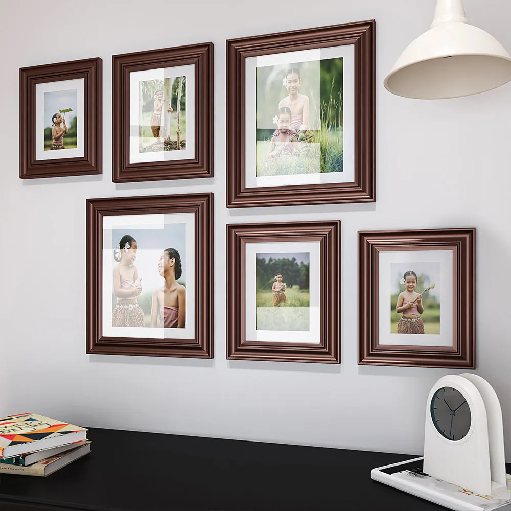 Easy Swappable Photo Frames For Personalized Pictures In Brown Color- Set of 6