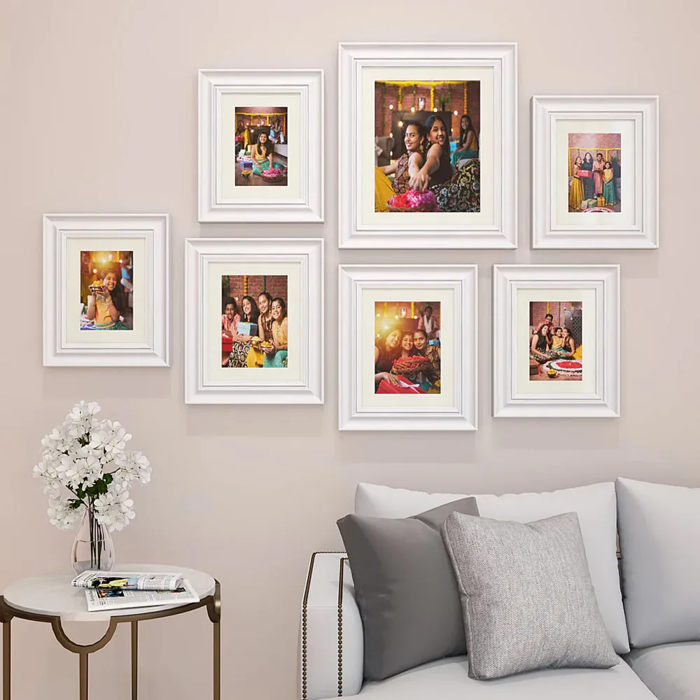Easy Swappable Photo Frames For Personalized Pictures In Dreamy White Color- Set of 7